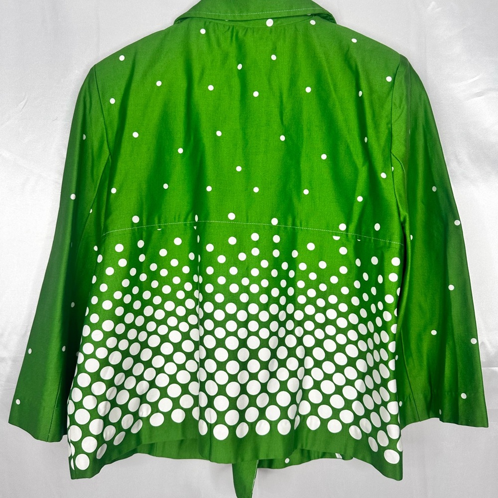 Dressbarn Vibrant Green Polka Dot Crop Coat Size L - Picture 6 of 11